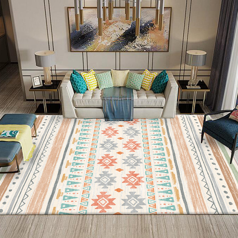 Avtoit | Multicolored Southwestern Carpet Polypropylene Stripes Printed Area Rug Non-Slip Backing Pet-Friendly Maintenance-Friendly Indoor Rug for Decor