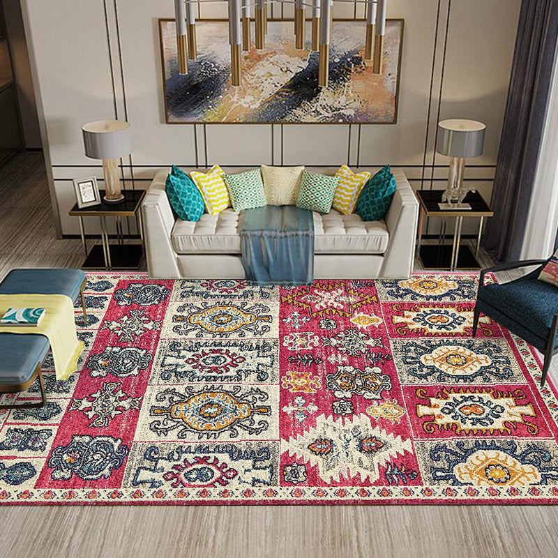 Avtoit | Multicolored Southwestern Carpet Polypropylene Stripes Printed Area Rug Non-Slip Backing Pet-Friendly Maintenance-Friendly Indoor Rug for Decor