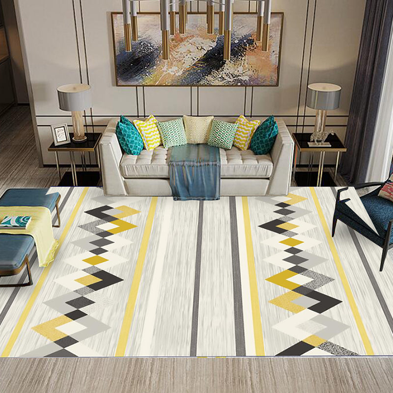 Avtoit | Multicolored Southwestern Carpet Polypropylene Stripes Printed Area Rug Non-Slip Backing Pet-Friendly Maintenance-Friendly Indoor Rug for Decor