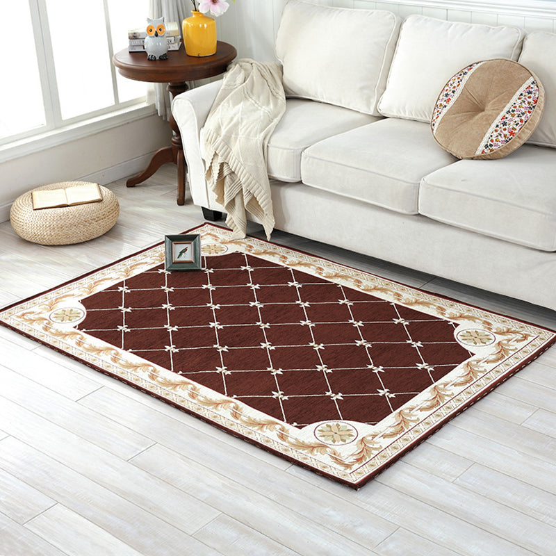 Avtoit | Retro geometric pattern carpet Multicolor Polyester indoor mat non-slip pet friendly maintenance friendly rug for home