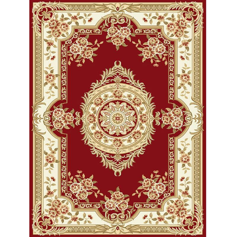 Avtoit | Antique Salon Carpet Multicolor Floral Pattern Carpet Polyester Non-Slip Backing Pet-Friendly Indoor Carpet