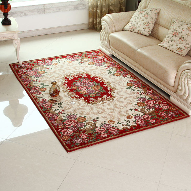 Avtoit | Multicolored Retro Rug Synthetic Floral Pattern Area Rug non-slip backing Stain-resistant Washable Rug for the Living Room