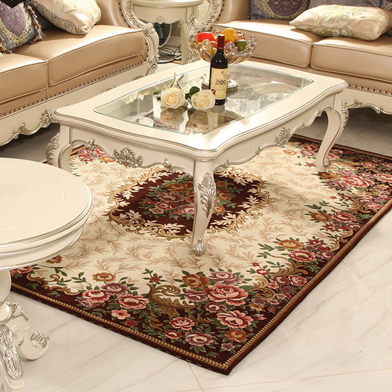 Avtoit | Multicolored Retro Rug Synthetic Floral Pattern Area Rug non-slip backing Stain-resistant Washable Rug for the Living Room
