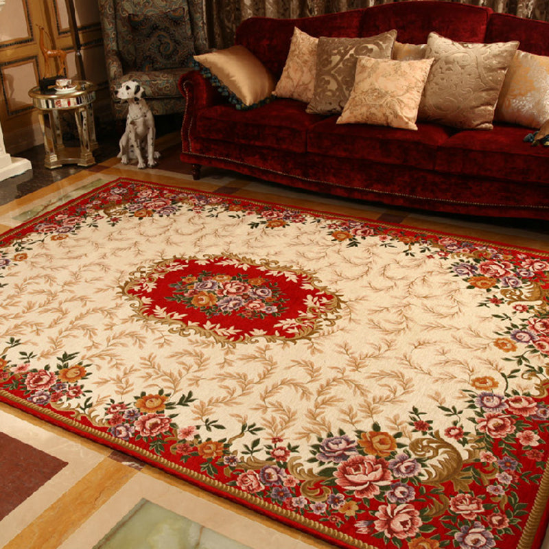 Avtoit | Multicolored Retro Rug Synthetic Floral Pattern Area Rug non-slip backing Stain-resistant Washable Rug for the Living Room