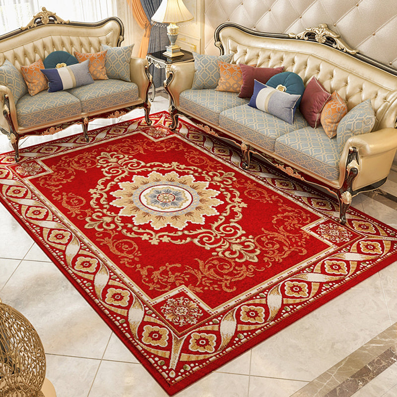 Avtoit | Shabby Chic Floral Rug Multicolored Synthetic Rug With Non-Slip Back Stain Resistant Washable Rug for Living Room