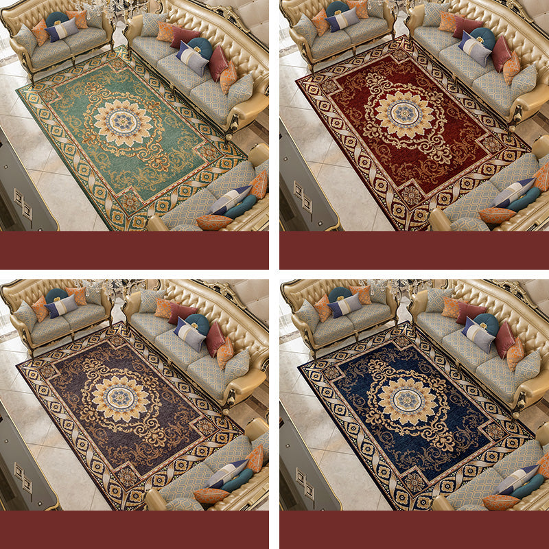Avtoit | Shabby Chic Floral Rug Multicolored Synthetic Rug With Non-Slip Back Stain Resistant Washable Rug for Living Room