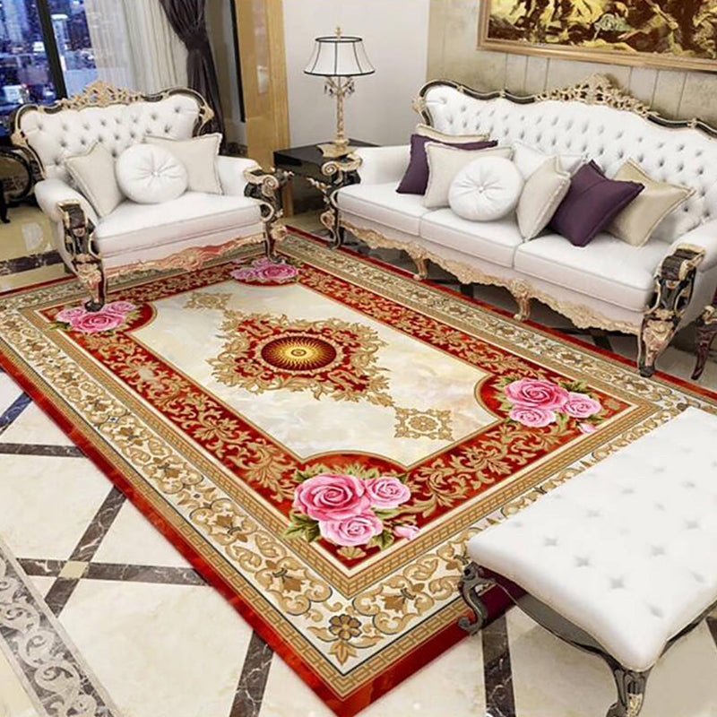 Avtoit | Olden Parlor Rug Multicolored Floral Pattern Rug Synthetic Maintenance Friendly Stain Resistant Washable Rug