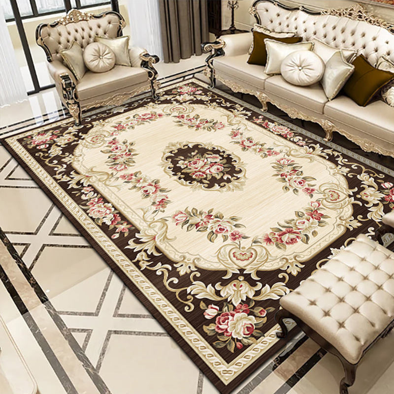 Avtoit | Olden Parlor Rug Multicolored Floral Pattern Rug Synthetic Maintenance Friendly Stain Resistant Washable Rug