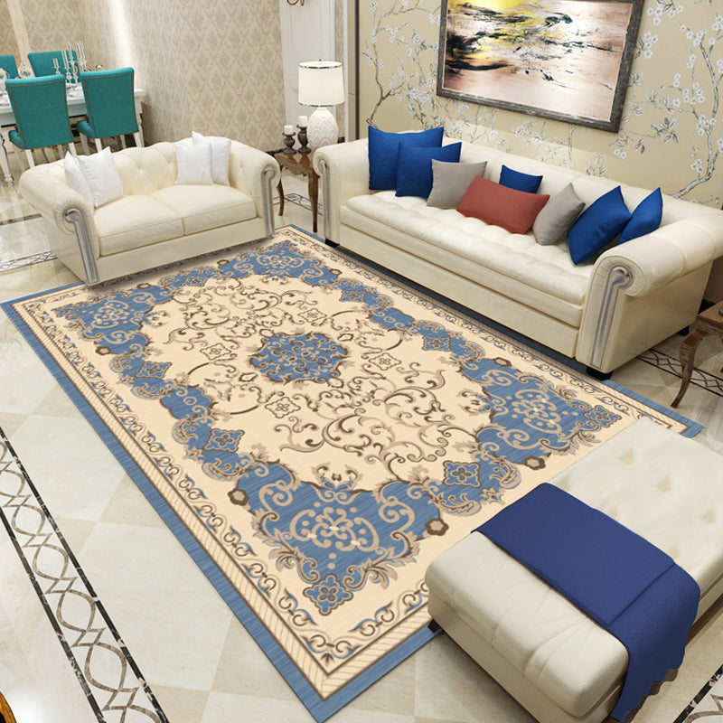 Avtoit | Retro Living Room Carpet Multicolor Flower Pattern Berber Carpet Polyester Non-Slip Backing Pet-Friendly Carpet