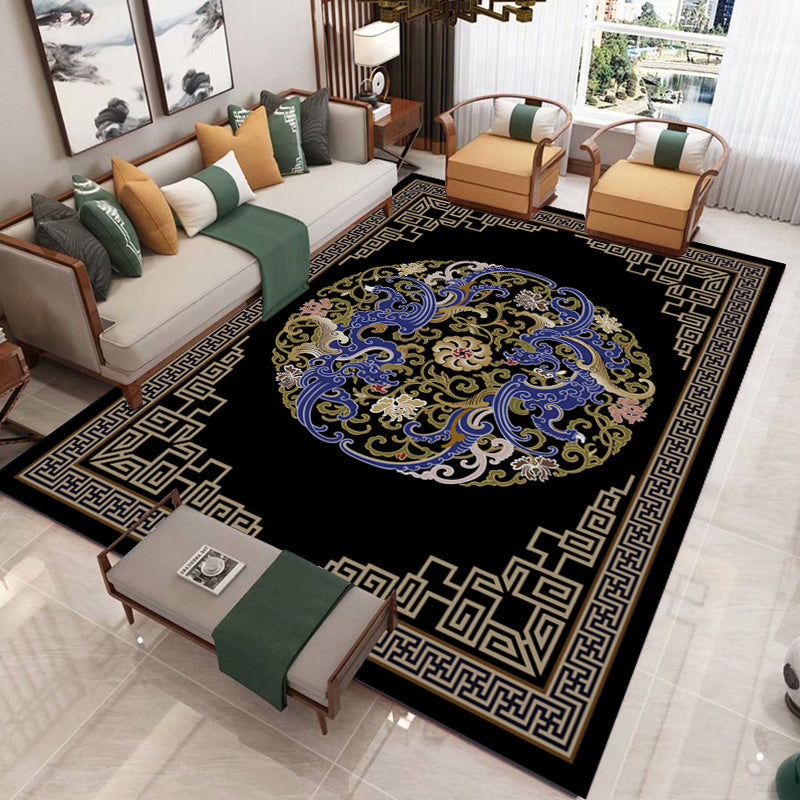 Avtoit | Retro Living Room Carpet Multicolor Plant Pattern Area Rug Cotton Blend Non-Slip Backing Pet-Friendly Indoor Rug