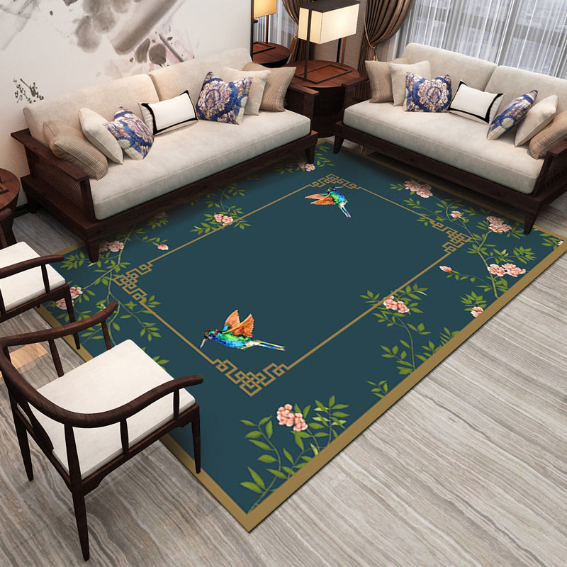 Avtoit | Retro Living Room Carpet Multicolor Plant Pattern Area Rug Cotton Blend Non-Slip Backing Pet-Friendly Indoor Rug