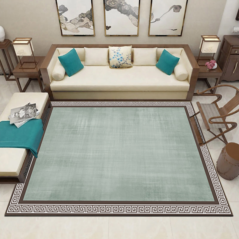 Avtoit | Multicolor Living Room Rug Asian Geometric Print Indoor Carpet Polyester Non-Slip Backing Stain Resistant Area Rug