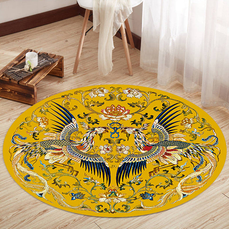 Avtoit | Oriental Living Room Rug Multicolored Floral Printed Indoor Mat Polypropylene Non-Slip Washable Easy Care Mat