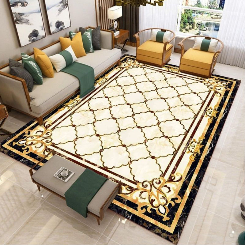 Avtoit | Nostalgia Living Room Rug Multi Color Flower Print Area Rug Synthetic Non-Slip Backing Easy Care Indoor Rug