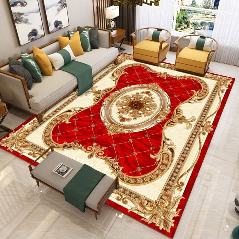 Avtoit | Nostalgia Living Room Rug Multi Color Flower Print Area Rug Synthetic Non-Slip Backing Easy Care Indoor Rug