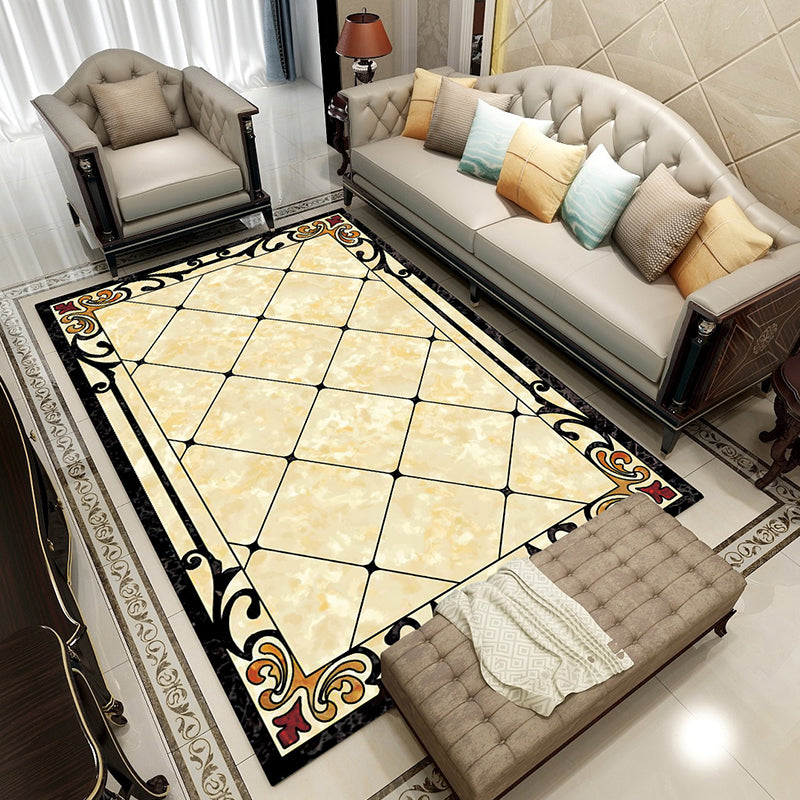 Avtoit | Colorful geometric printed carpet made of polyester Retro indoor rug with non-slip backing, stain-resistant carpet for the living room