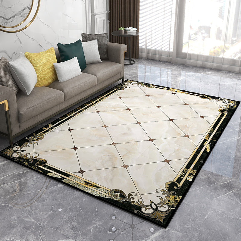 Avtoit | Formal Living Room Rug Multicolor Geometric Pattern Area Rug Leather Non-Slip Backing Pet Friendly Easy Care Rug