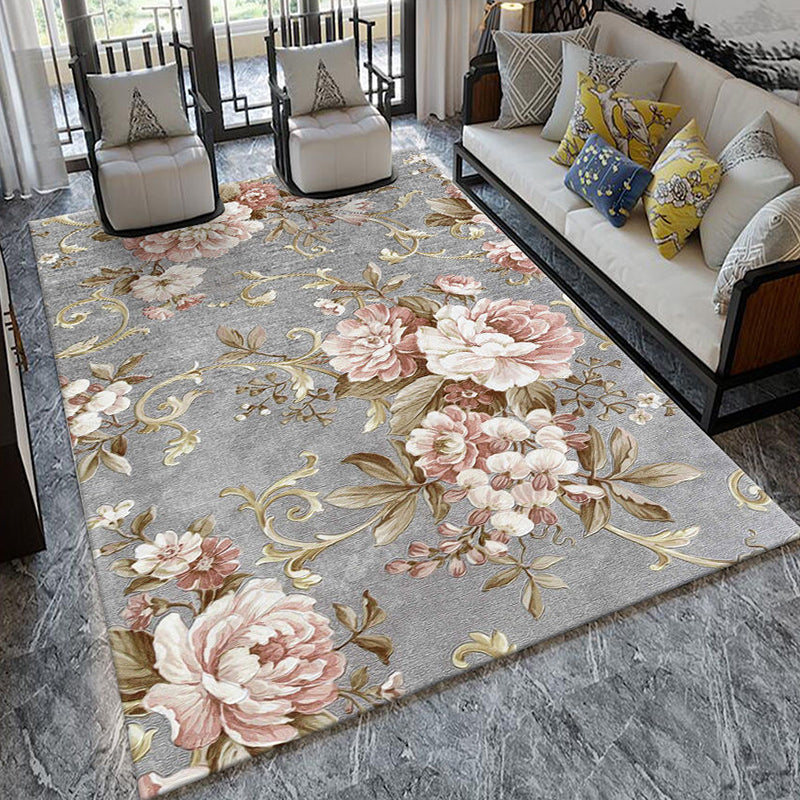 Avtoit | Formal Living Room Carpet Multicolored Plant Print Carpet for Indoors Polypropylene Non-Slip Back Pet-Friendly Carpet