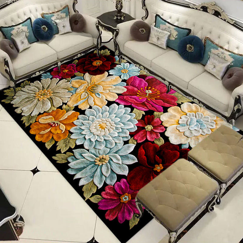 Avtoit | Formal Living Room Carpet Multicolored Plant Print Carpet for Indoors Polypropylene Non-Slip Back Pet-Friendly Carpet
