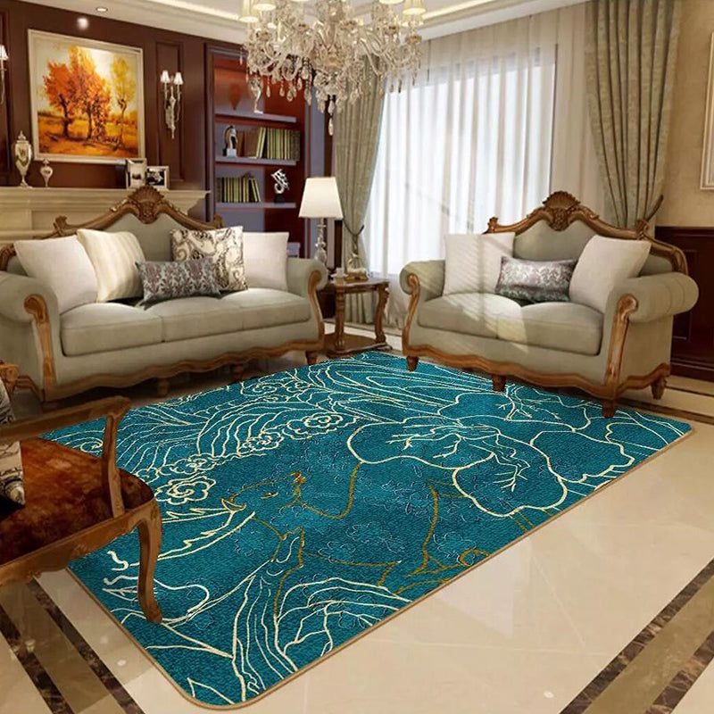 Avtoit | Formal Living Room Carpet Multicolored Plant Print Carpet for Indoors Polypropylene Non-Slip Back Pet-Friendly Carpet
