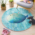 Avtoit | Beautiful Children's Room Rug Blue Cartoon Printed Indoor Rug Lambswool Non-Slip Backing Stain Resistant Area Rug