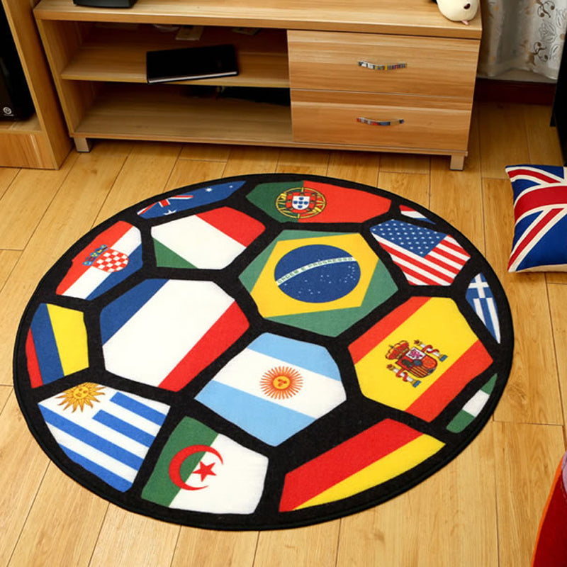 Avtoit | Modern Sport Printed Rug Red Nylon Indoor Rug Non-Slip Backing Pet Friendly Easy Care Area Rug for Kids Room