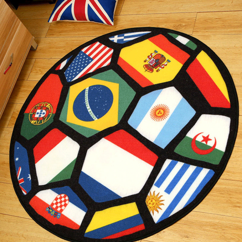 Avtoit | Modern Sport Printed Rug Red Nylon Indoor Rug Non-Slip Backing Pet Friendly Easy Care Area Rug for Kids Room