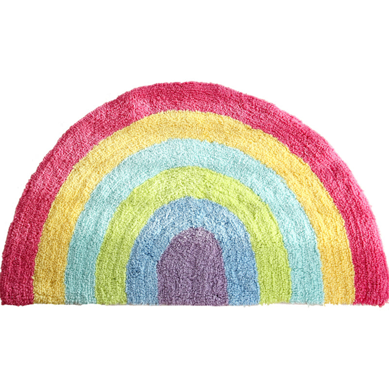 Avtoit | Fantasy Rainbow Pattern Rug Red Cotton Door Mat Pet Friendly Stain Resistant Easy to Care Door Mat for Children's Room