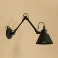 Avtoit | 1 Head Cone-Shaped Wall Mount Retro Style Black/Chrome Metal Swing Arm Wall Light for the Study