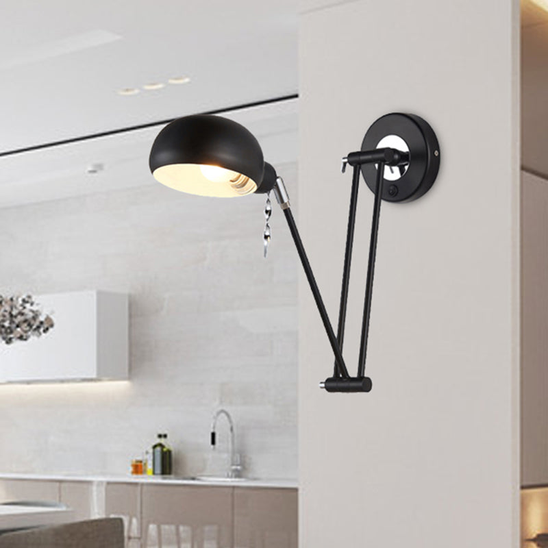 Avtoit | Bowl Living Room Wall Light with Swivel Arm Industrial Retro Metallic 1 Light Black Reading Wall Light
