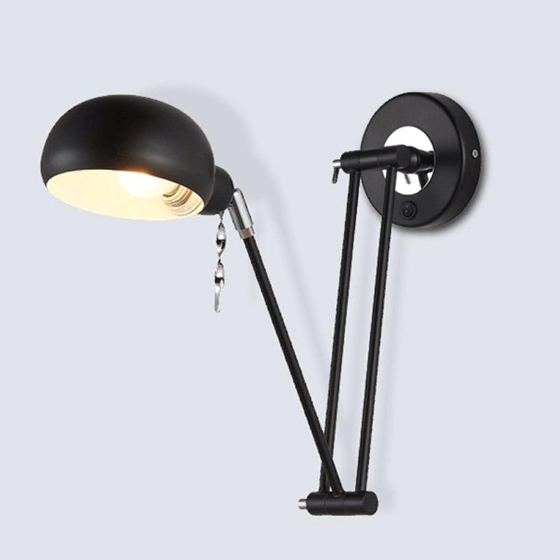Avtoit | Bowl Living Room Wall Light with Swivel Arm Industrial Retro Metallic 1 Light Black Reading Wall Light