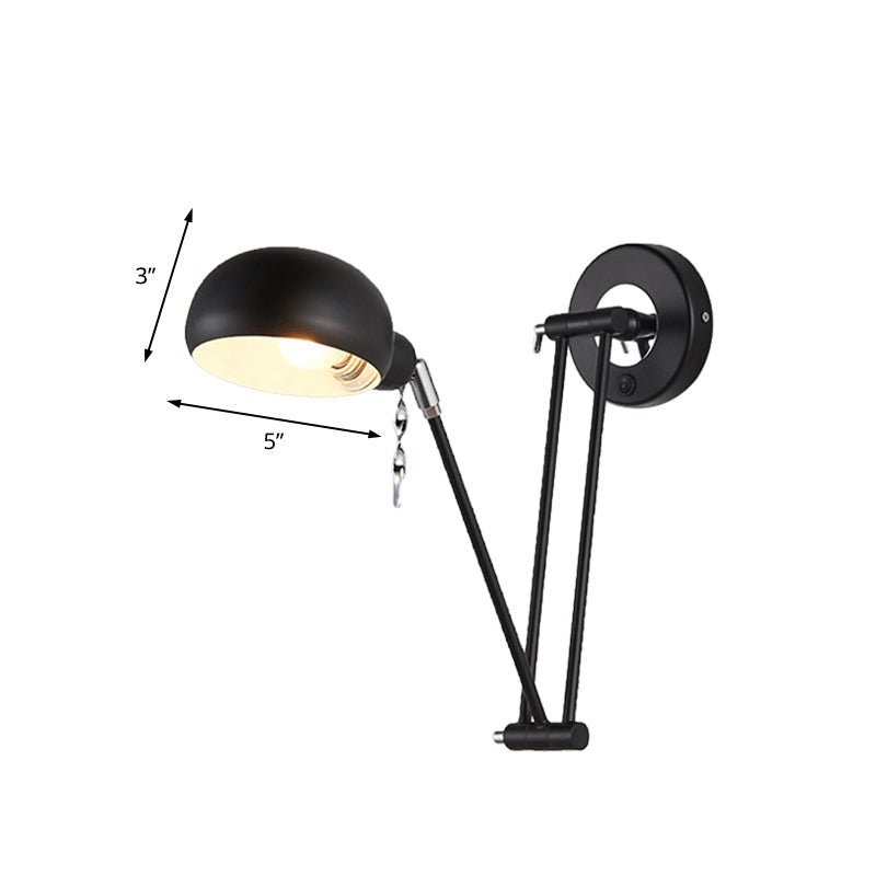 Avtoit | Bowl Living Room Wall Light with Swivel Arm Industrial Retro Metallic 1 Light Black Reading Wall Light