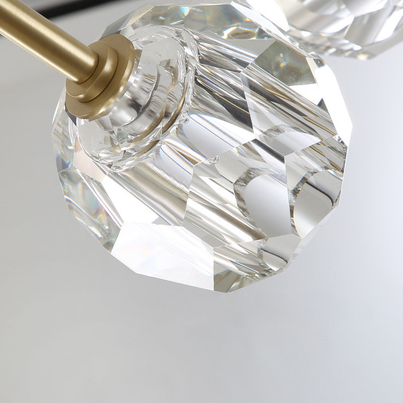Avtoit | Modernism Dome Wall Lamp Fixture Clear Crystal 1/2-Light Living Room Wall Mounted Lamp in Brass Finish
