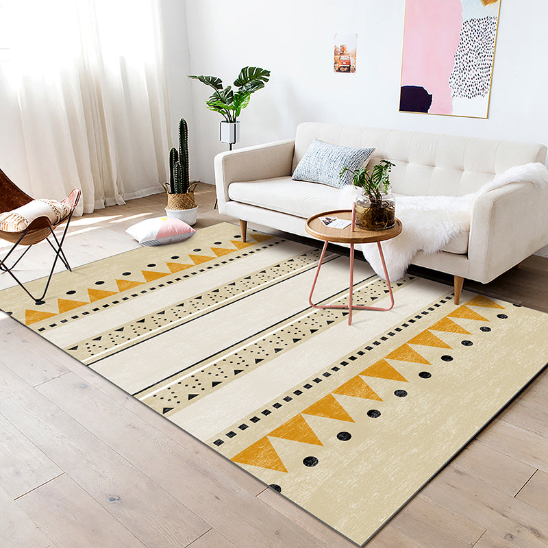 Avtoit | Casual Geometric Pattern Rug Multicolored Synthetic Indoor Rug Non-Slip Back Machine Washable Area Rug for Living Room