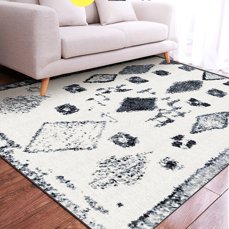 Avtoit | Casual Geometric Pattern Rug Multicolored Synthetic Indoor Rug Non-Slip Back Machine Washable Area Rug for Living Room