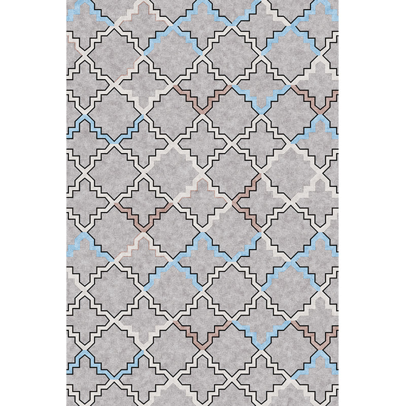 Avtoit | Casual Geometric Pattern Rug Multicolored Synthetic Indoor Rug Non-Slip Back Machine Washable Area Rug for Living Room