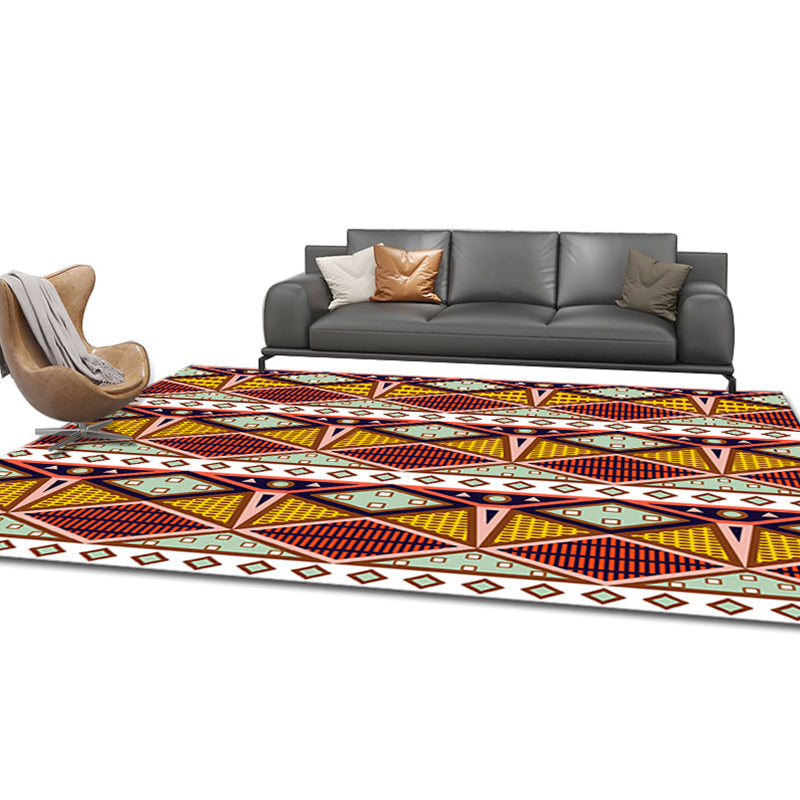 Avtoit | Comfort Geometric Print Rug Multicolor Polyester Area Rug Non-Slip Back Pet-Friendly Indoor Carpet for the Living Room