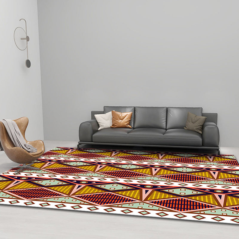 Avtoit | Comfort Geometric Print Rug Multicolor Polyester Area Rug Non-Slip Back Pet-Friendly Indoor Carpet for the Living Room