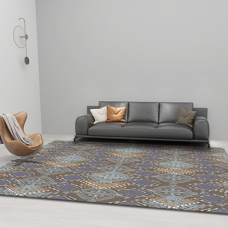 Avtoit | Comfort Geometric Print Rug Multicolor Polyester Area Rug Non-Slip Back Pet-Friendly Indoor Carpet for the Living Room