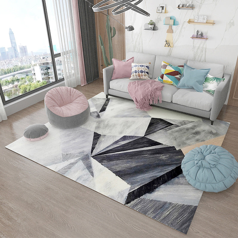 Avtoit | Simple Living Room Carpet Multicolored Geometric Pattern Indoor Carpet Synthetic Non-Slip Back Pet-Friendly Area Rug