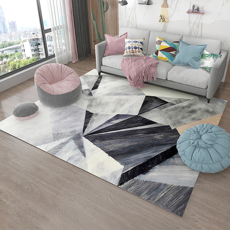 Avtoit | Simple Living Room Carpet Multicolored Geometric Pattern Indoor Carpet Synthetic Non-Slip Back Pet-Friendly Area Rug