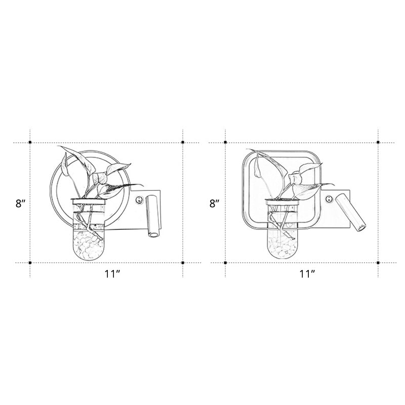 Avtoit | Decorative Loop-shaped Wall Lamp Metal LED Wall Lamp with Spot and Plant Pot in Black-White