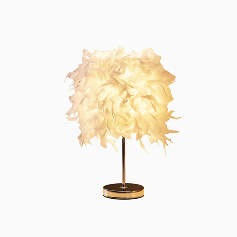 Avtoit | White Cylindrical Table Lamp Simplicity Single Bulb Spring Table Lamp