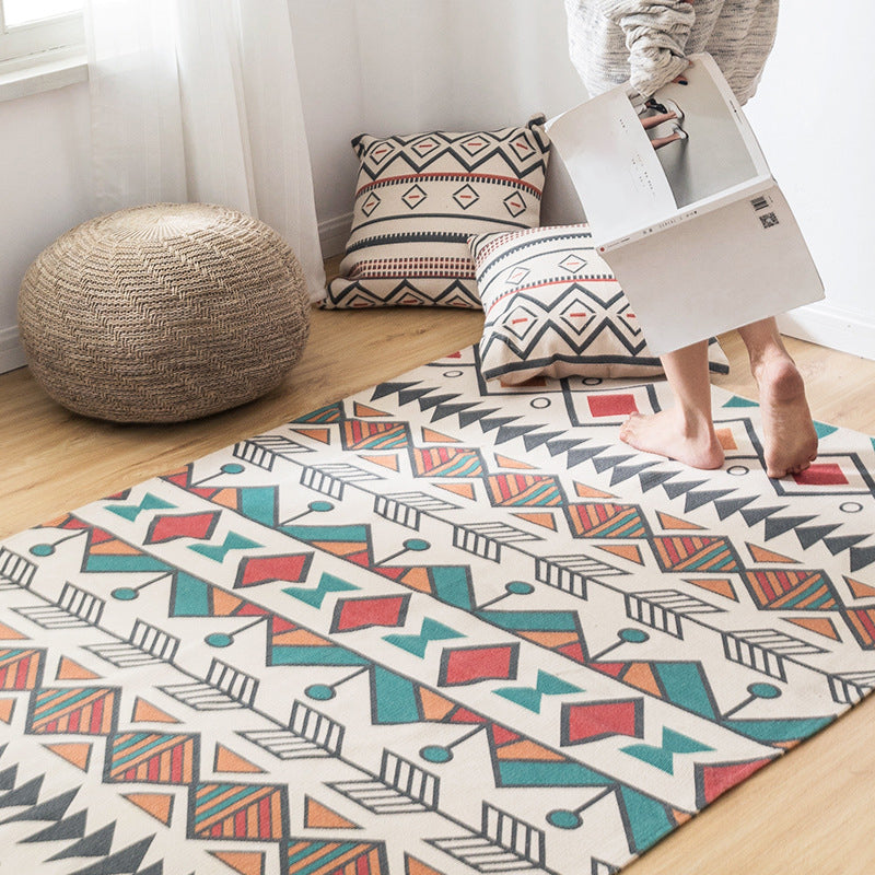 Avtoit | Southwest Bedroom Carpet Multicolored Tribal Printed Area Rug Jute Pet-Friendly Stain-Resistant Indoor Carpet