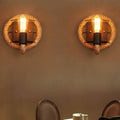 Avtoit | Metal Open Bulb Wall Lamp Country House 1 Main Corridor Wall Lamp with Rope Ring in Brown