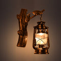 Avtoit | Rustic Oil Lantern Wall Lighting 1 Head Clear Glass Wall Lamp in Black for Corridor