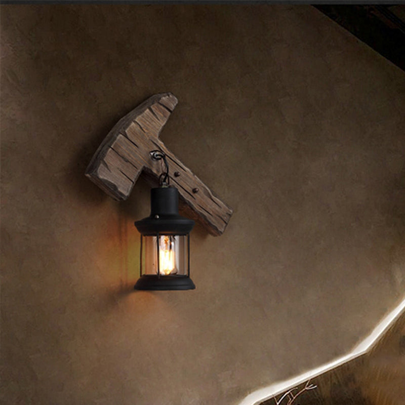 Avtoit | Wood Shiplap Wall Lamp Light Country 1-Light Restaurant Wall Light in Brown