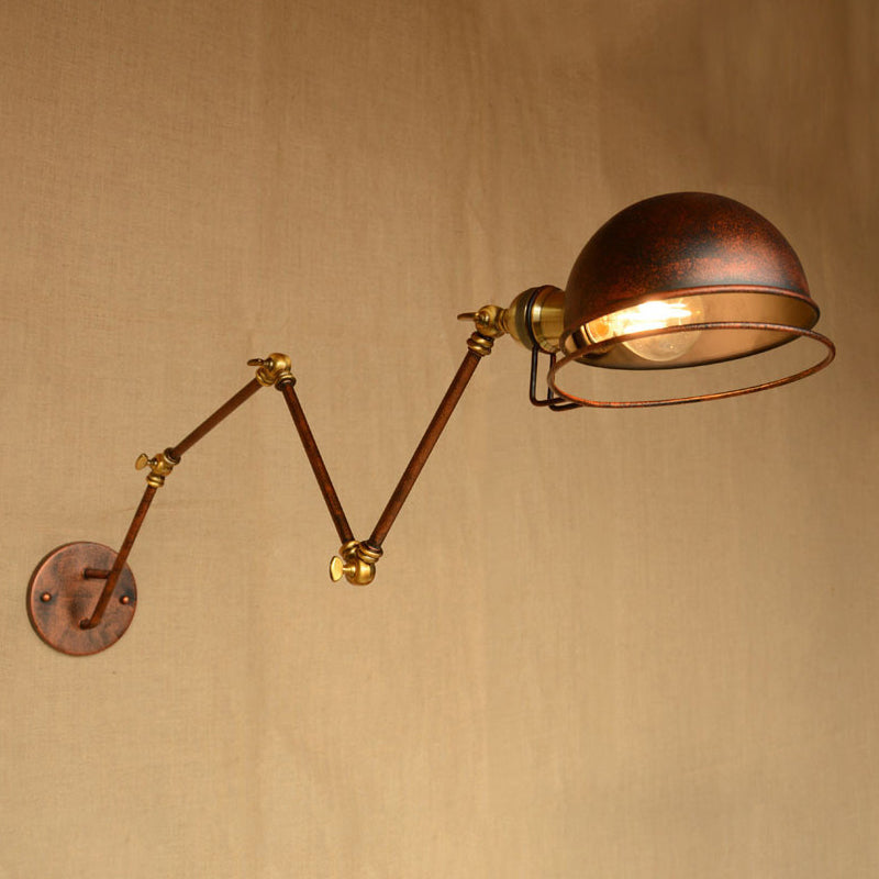 Avtoit | Vintage Industrial Bowl Wall Lamp 1 Light Iron Wall Lamp with Rotatable Arm in Black/Metal