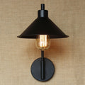 Avtoit | Conical Nightstand Reading Light Retro Metal 1-Light Black Wall-Mounted Lamp with Beveled Edge