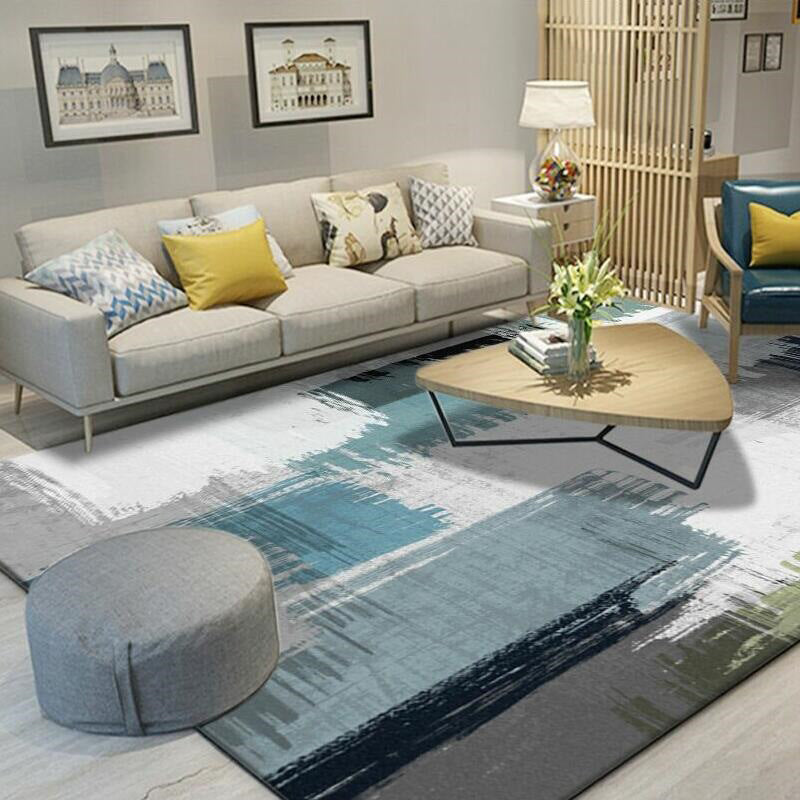 Avtoit | Green decorative mat Scandinavian abstract printed carpet for indoor non-slip underlay pet-friendly carpet